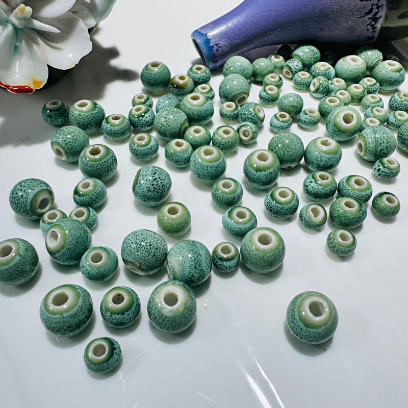 108pcs Celadon Green Ceramic Beads Set for Jewelry Making